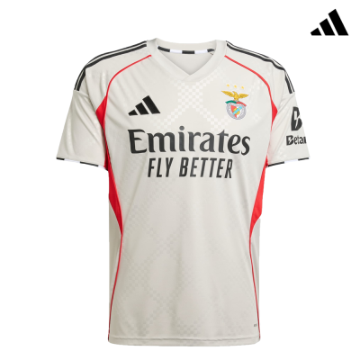 Camisola desportiva branca com logótipos e texto Emirates FLY BETTER