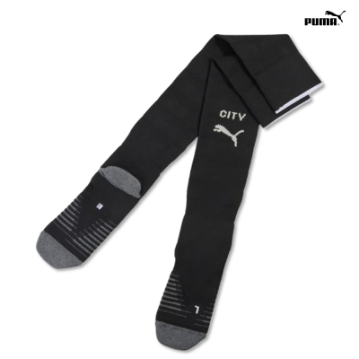 Meias desportivas Puma pretas e cinzentas com texto CITY e logótipo