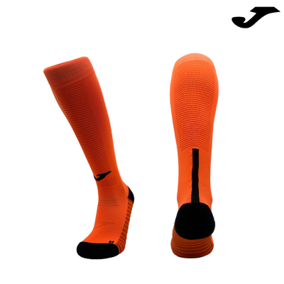 Meias desportivas compridas laranja com detalhes pretos e logotipo Joma