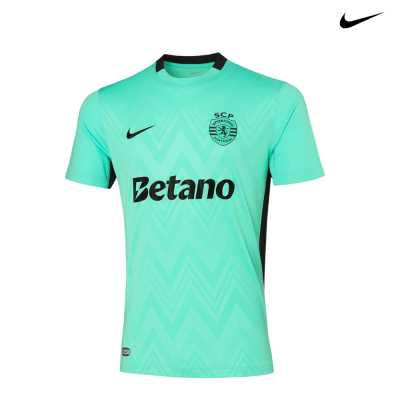 Camisola de futebol verde água com emblema SCP e logótipo Nike