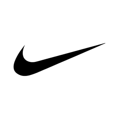 Logótipo preto da Nike em fundo branco