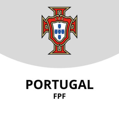 Logótipo da Federação Portuguesa de Futebol com texto Portugal e FPF