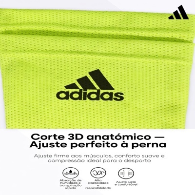 Tecido amarelo-fluorescente da Adidas com texto e ícones explicativos