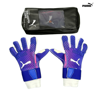 Luvas de guarda-redes PUMA azuis e roxas com estojo preto