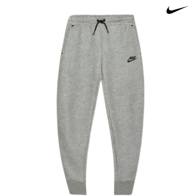 Calças de treino cinzentas Nike com cordão preto e punhos canelados