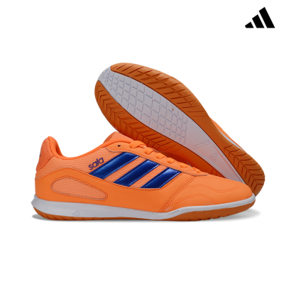 Ténis desportivos Adidas cor de laranja com riscas azuis