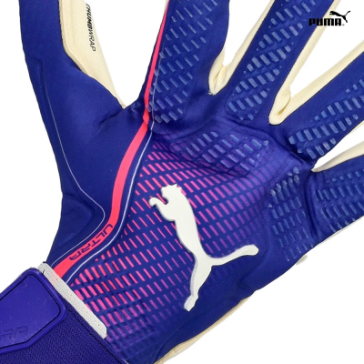 Luvas desportivas azuis e brancas com textura antiderrapante e logotipo Puma