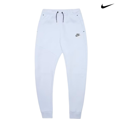 Calças de fato de treino brancas Nike com cordão e logótipo preto