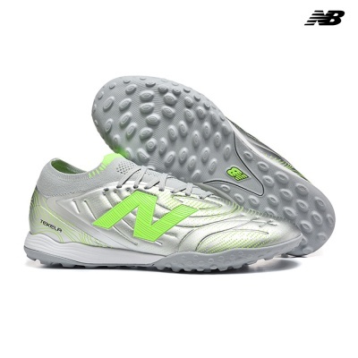 Ténis desportivos New Balance Tekela prateados com detalhes em verde fluorescente