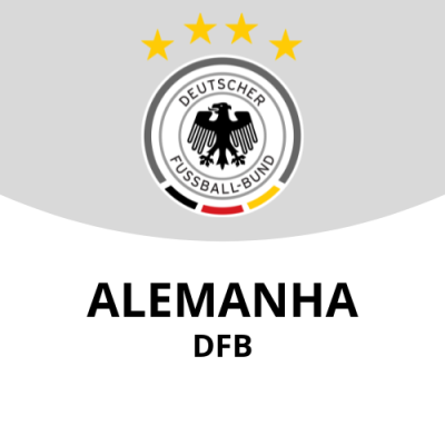 Logótipo do DEUTSCHER FUSSBALL-BUND com quatro estrelas e texto ALEMANHA DFB
