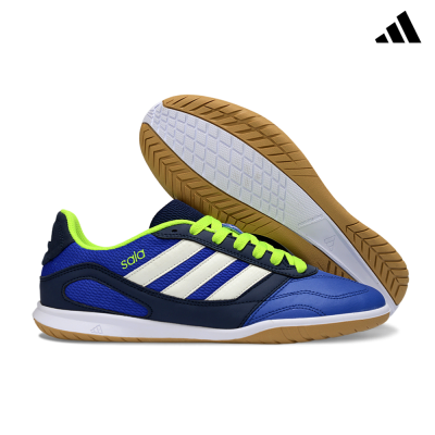 Sapatilhas Adidas sala azul com detalhes brancos e amarelo fluorescente
