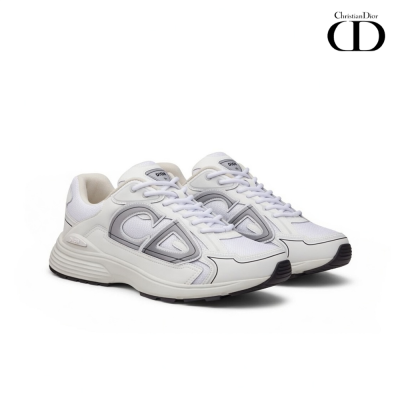 Sapatilhas brancas Dior com detalhes cinza em tecido e couro