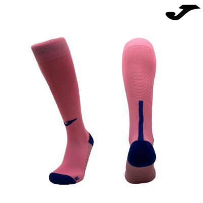 Meias desportivas rosa com detalhes azuis