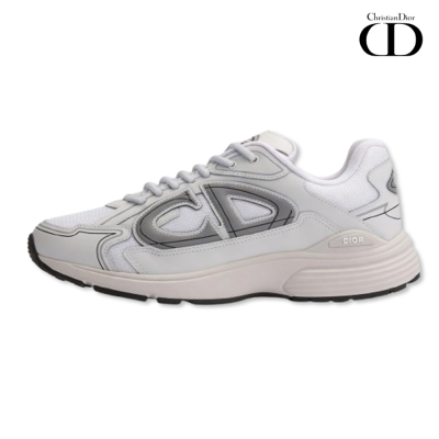 Ténis Christian Dior cinza e branco com logo CD lateral