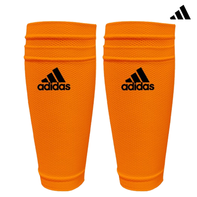 Protetores para canela laranja Adidas com logótipo preto