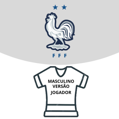 Desenho de camisola branca com texto e logotipo de galo com estrelas FFF