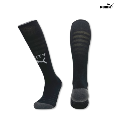 Meias desportivas pretas e cinzentas Puma com logo e texto CITY