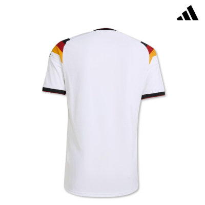 T-shirt desportiva Adidas branca vista de trás com detalhes coloridos nas mangas