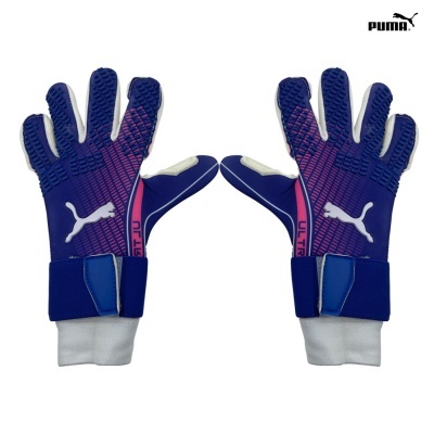 Luvas de guarda-redes Puma Ultra azul, rosa e branco com texturas e logo Puma