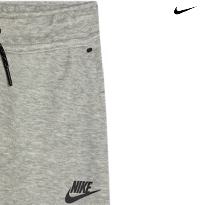 Calças cinzentas Nike com cordão e logo preto
