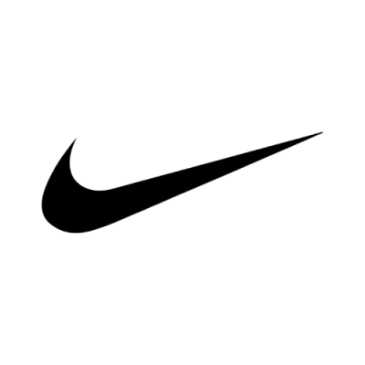 Logótipo preto da Nike em fundo branco