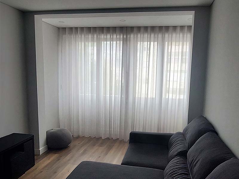 Cortinado Onda para Quarto e Sala - Tecido Branco - Calha Escondida