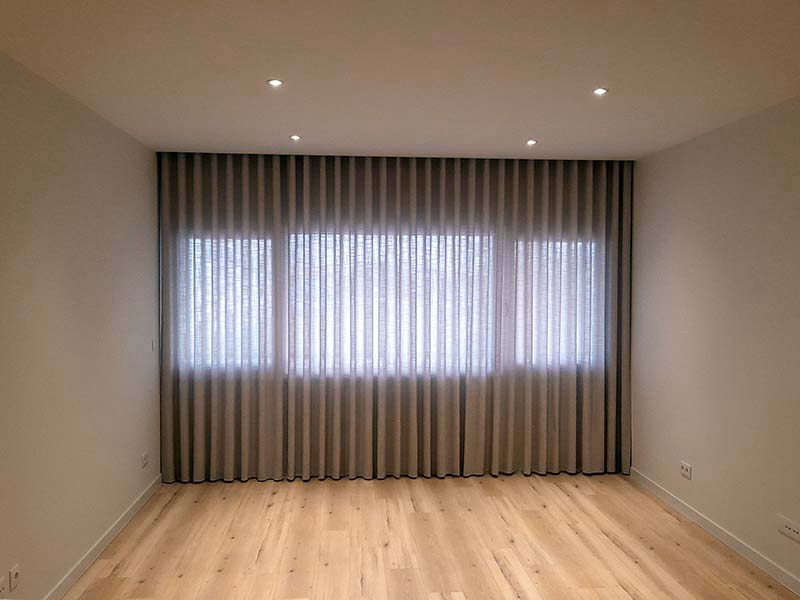 Cortinado Onda para Sala - Tecido Cinza - Calha 300