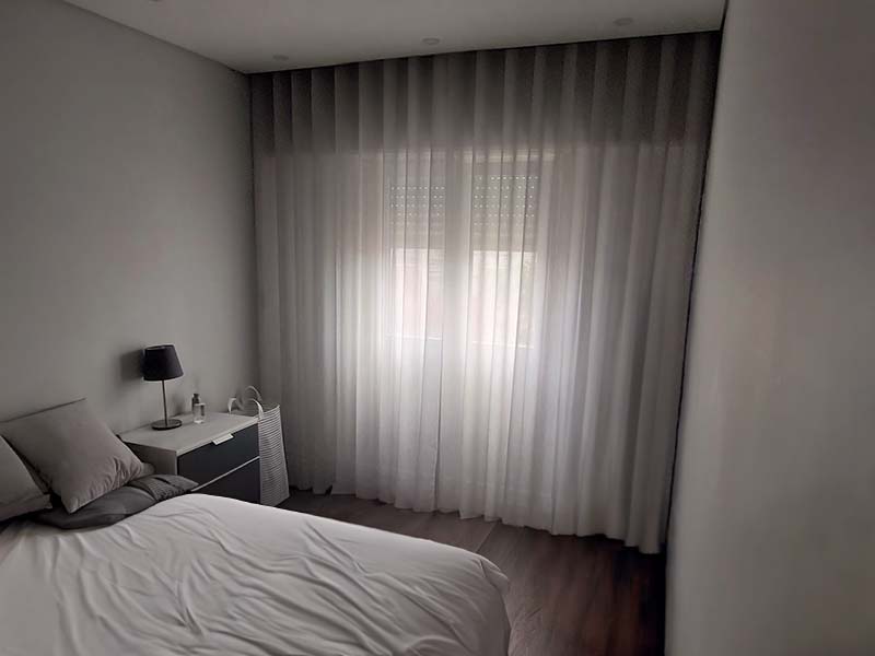 Cortinado Onda para Quarto- Tecido Branco - Calha Escondida