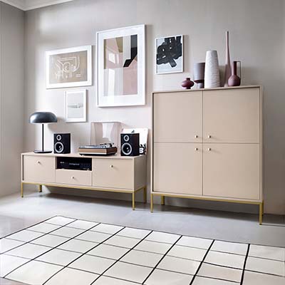 M&oacute;veis de Sala Bege e Dourado