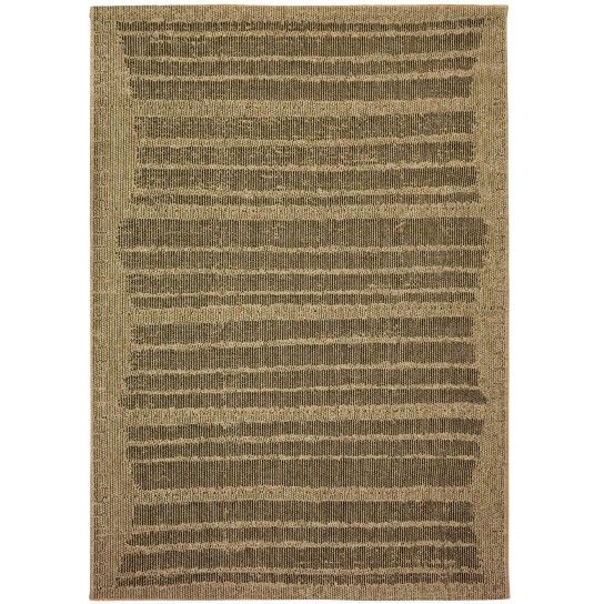 Tapete Sisalana | Efeito Sisal 1607 Tapete retangular castanho e bege com padrão de listras horizontais
