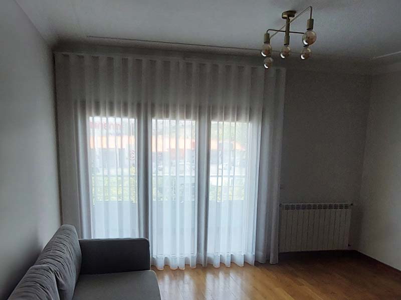 Cortinado Onda para Sala e Quarto - Tecido Branco Astral - Calha Turim