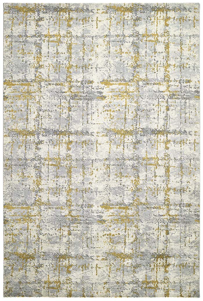 Tapete / Carpete por Medida Cinzento e Amarelo Artisan 200 Tapete abstrato cinza, branco e amarelo com padrão irregular