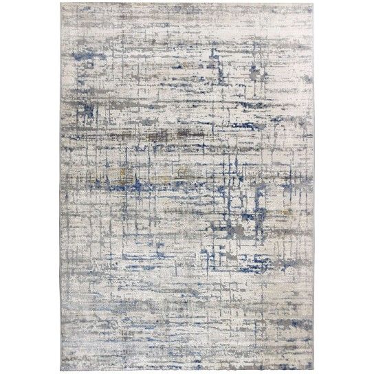 Tapete Pinot Moderno Azul e Cinza - 175/004 Tapete abstrato cinza, azul e bege com padrão texturizado