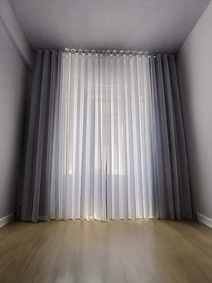 Cortinado Onda no Quarto - Blackout Londres com Tecido Translucido - Calha Dupla 300
