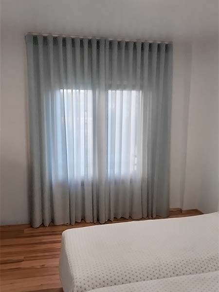 Cortinado Onda para Quarto - Tecido Azul - Calha Turim
