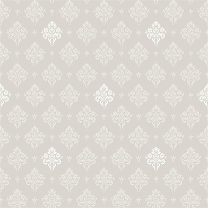 Papel de Parede Rococó Fiona Wall Design | 600520 Papel de parede com padrão barroco branco em fundo bege