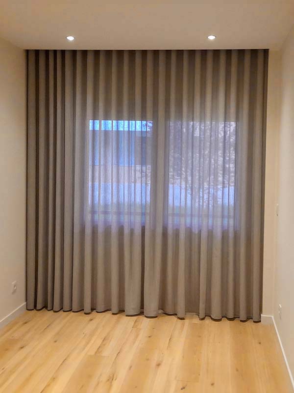 Cortinado Onda para Quarto - Tecido Cinza - Calha 300
