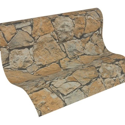 Papel de parede padrão pedra castanho e cinza