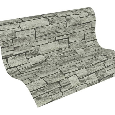 Papel de parede com padrão de pedra cinzenta em rolo