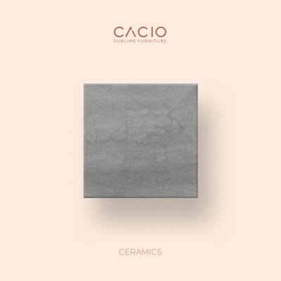 azulejo cerâmico cinza quadrado com textura marmoreada sobre fundo bege