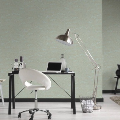 Escritório minimalista com secretária preta e cadeira branca ajustável