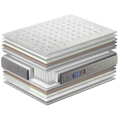 Colchão em camadas com molas e espuma, etiqueta ortocell