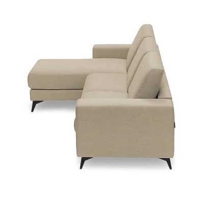Sofá chaise longue bege com pés pretos