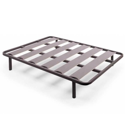 Estrado de cama metálico preto com ripas planas e cinco pernas