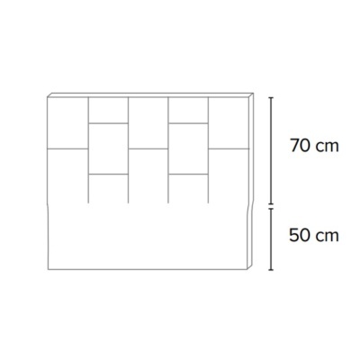 Desenho técnico de móvel retangular com dimensões 70 cm x 50 cm
