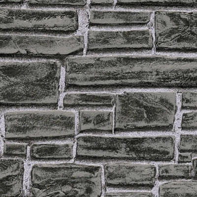 Parede de pedra cinza escuro com argamassa cinza claro