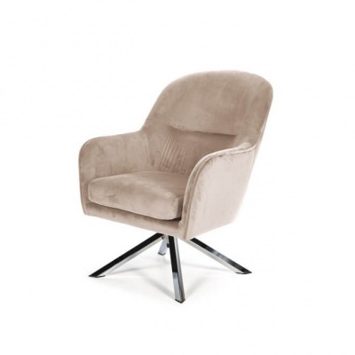 Cadeira estofada cinzenta com base metálica cromada