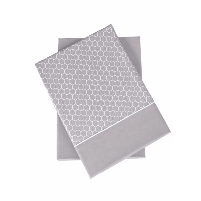 Enxoval de cama cinzento com padrão de colmeia