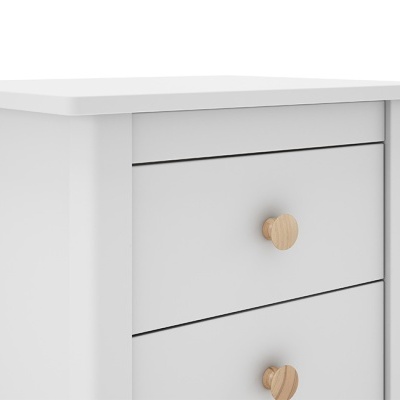 Cómoda pequena branca com duas gavetas e puxadores de madeira
