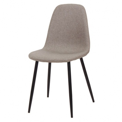 Cadeira estofada cinzenta com pernas metálicas pretas